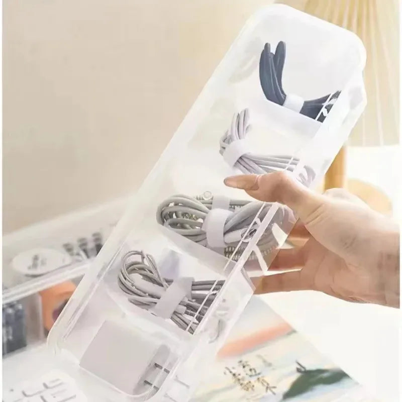 Transparent Cable Storage Organizer Box with Lid