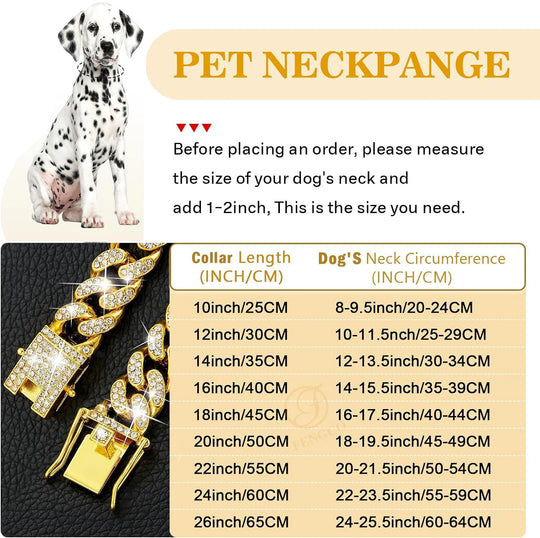 Luxury Gold Stainless Steel Dog Chain Collar