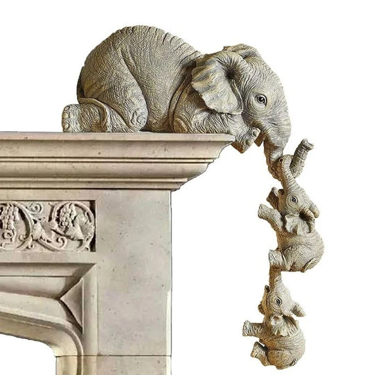 3-Piece Resin Elephant Family Shelf Figurine Set