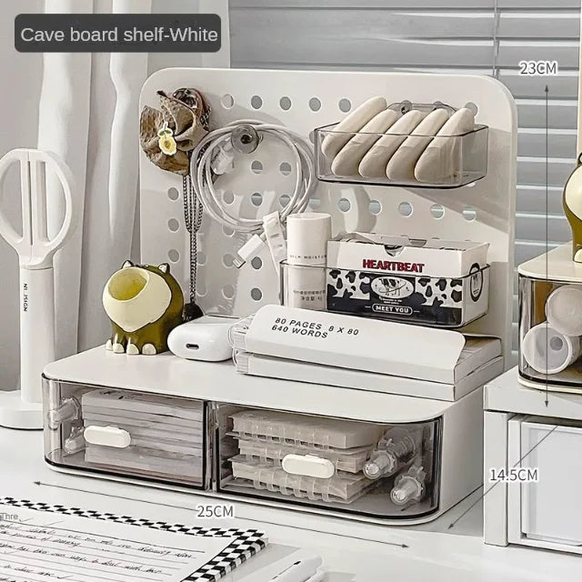 Desktop Pegboard Storage Organizer with Drawers
