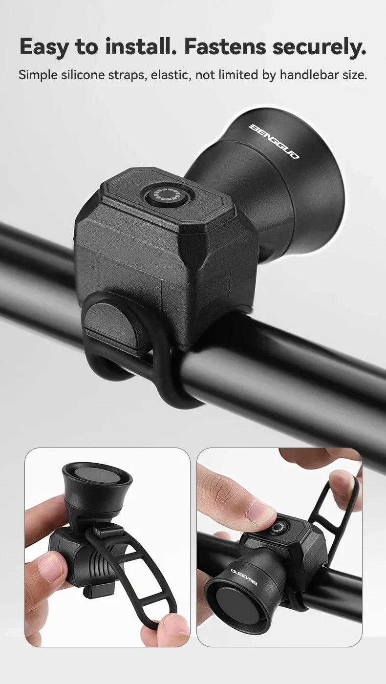Rechargeable Electric Bike Horn 120dB Waterproof Handlebar Bell