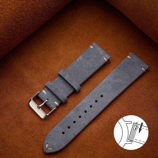 Quick Release Suede Leather Watch Band for Traditional Watches