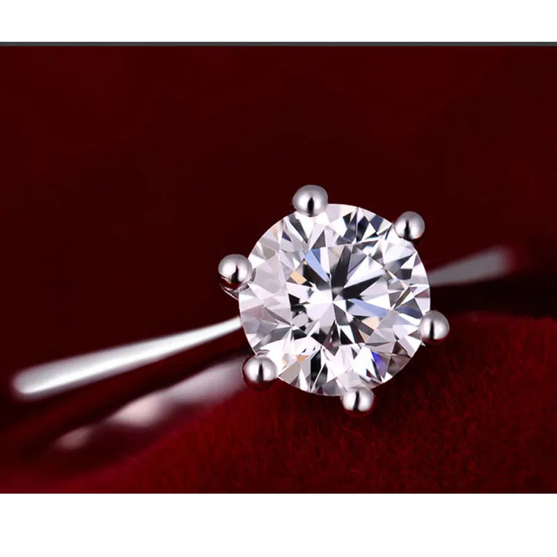 S925 Sterling Silver Color Cubic Zirconia Solitaire Ring