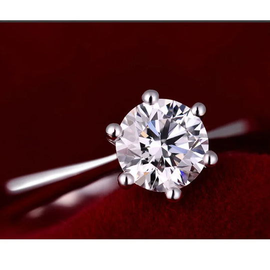 S925 Sterling Silver Color Cubic Zirconia Solitaire Ring