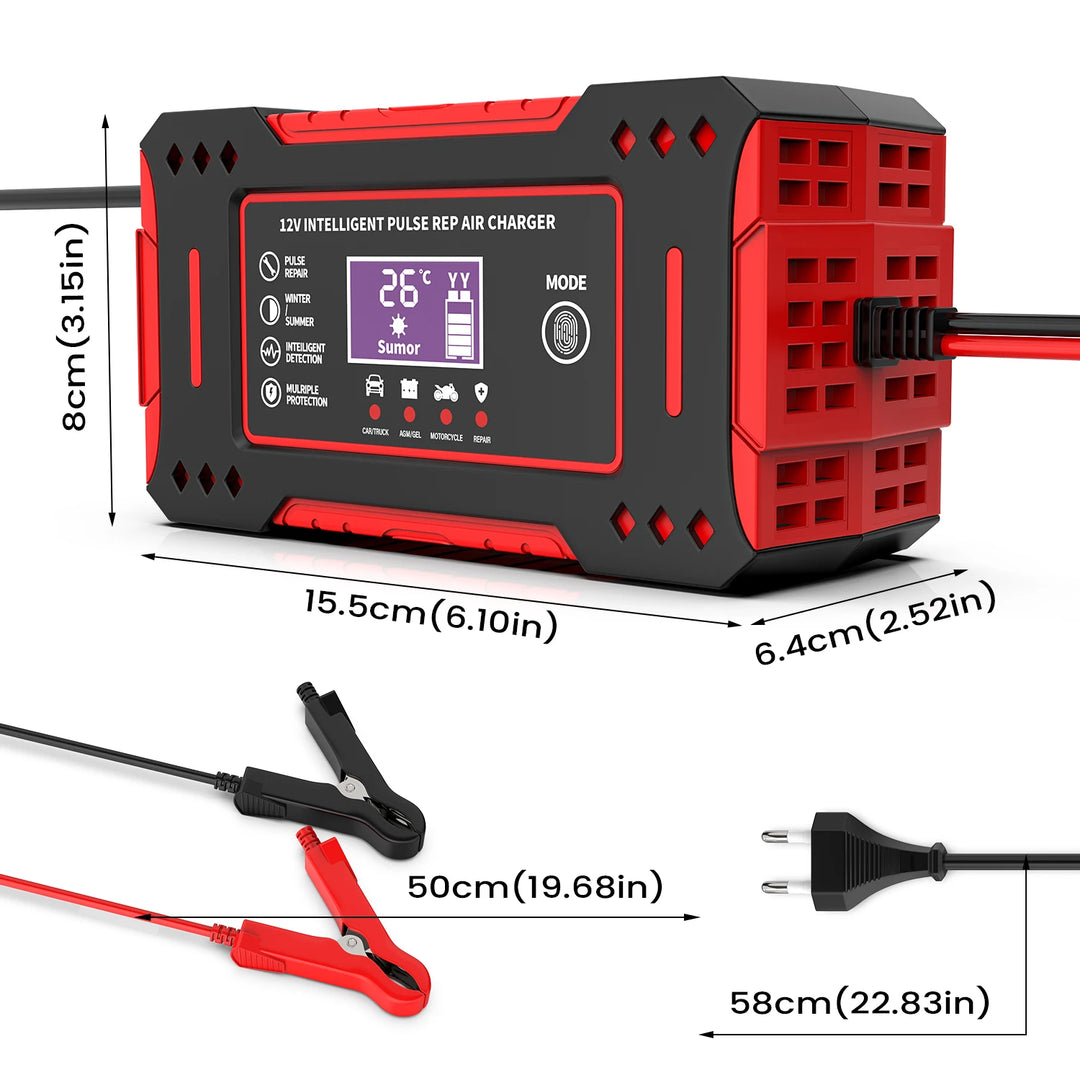 12V 6A Smart Battery Charger with LCD Display