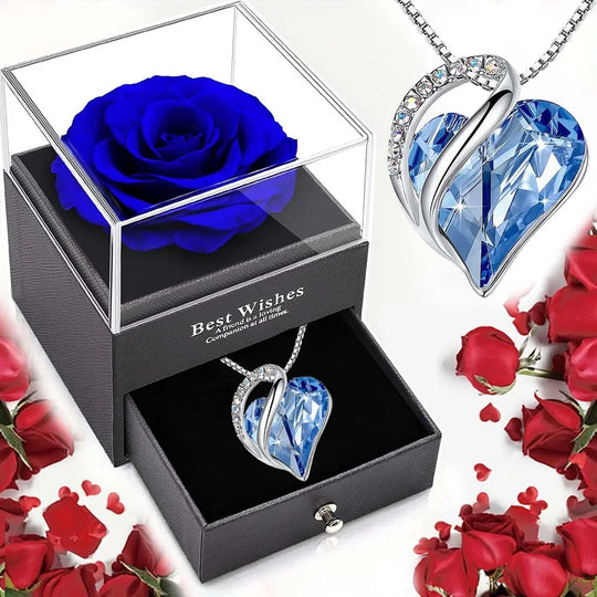 Eternal Rose Heart Necklace Gift Box Set