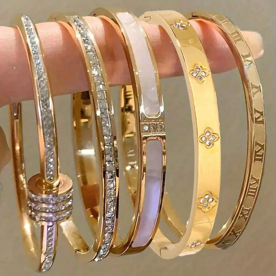 5/1 Roman Numeral Stainless Steel Cuff Braceles for Women