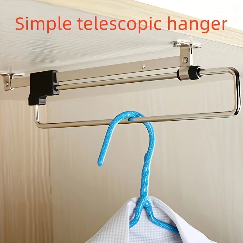 Pull-Out Adjustable Clothes Storage Rod for Wardrobes
