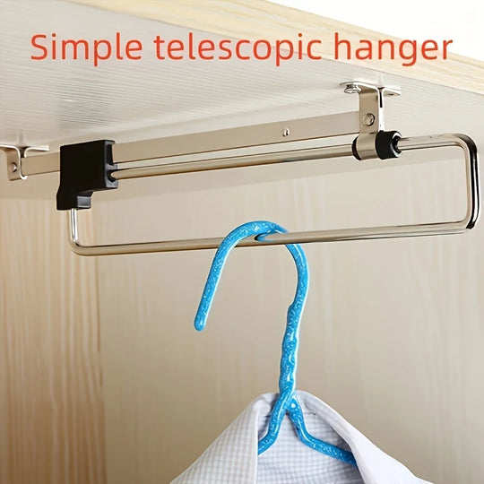 Pull-Out Adjustable Clothes Storage Rod for Wardrobes