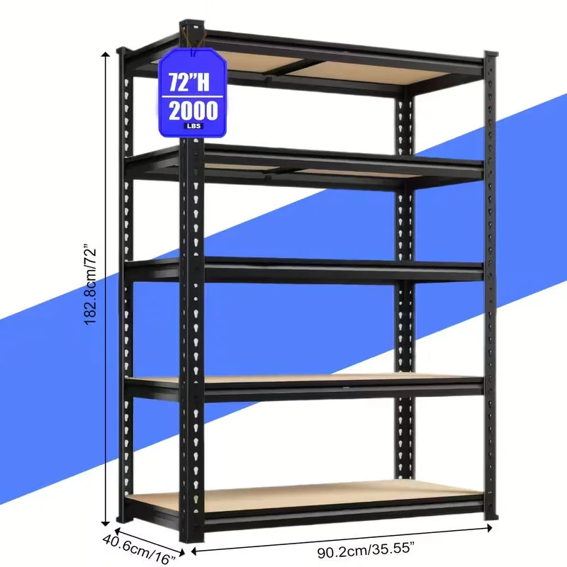 Heavy Duty 5-Tier Metal Storage Shelf 30x12x60 Black