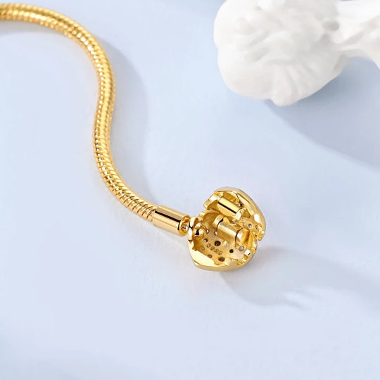 925 Sterling Silver Gold-Plated Heart Charm Bracelet