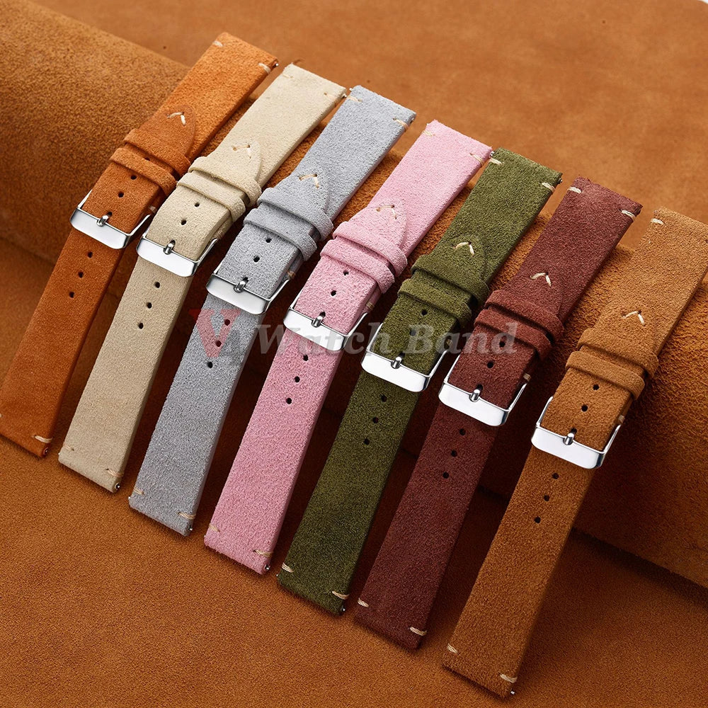 Quick Release Suede Leather Watch Band for Traditional Watches