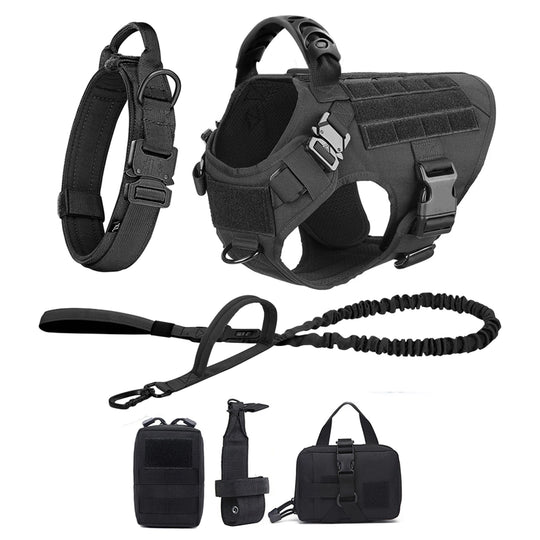 Large Dog Tactical Harness - Collar &amp; Leash Set