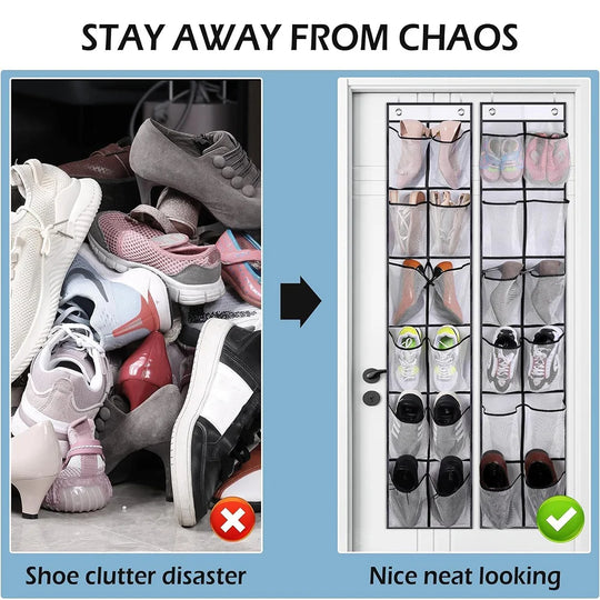 12 Pocket Over the Door Mesh Shoe Organizer with Hooks