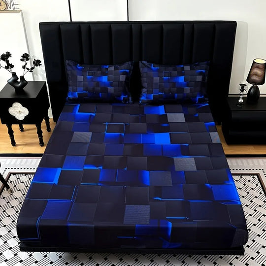 3-Piece Digital Print Deep Pocket Fitted Sheet Set