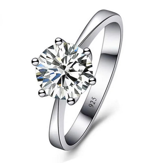 S925 Sterling Silver Color Cubic Zirconia Solitaire Ring