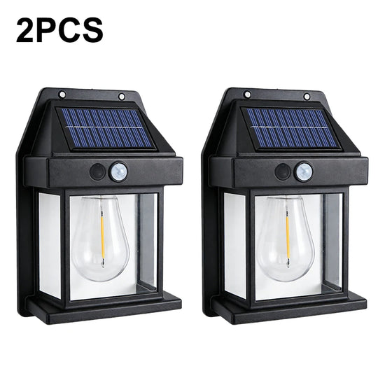 Solar Motion Sensor Wall Light with 3 Lighting Modes – 2 Pack