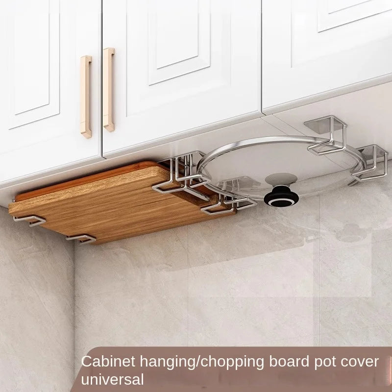 Stainless Steel Wall Mount Cutting Board &amp; Lid Holder