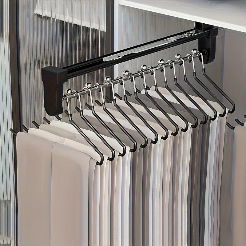 Pull-Out Adjustable Clothes Storage Rod for Wardrobes