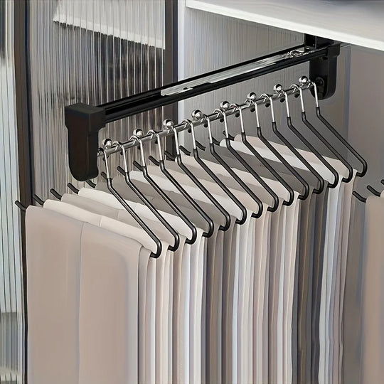 Pull-Out Adjustable Clothes Storage Rod for Wardrobes