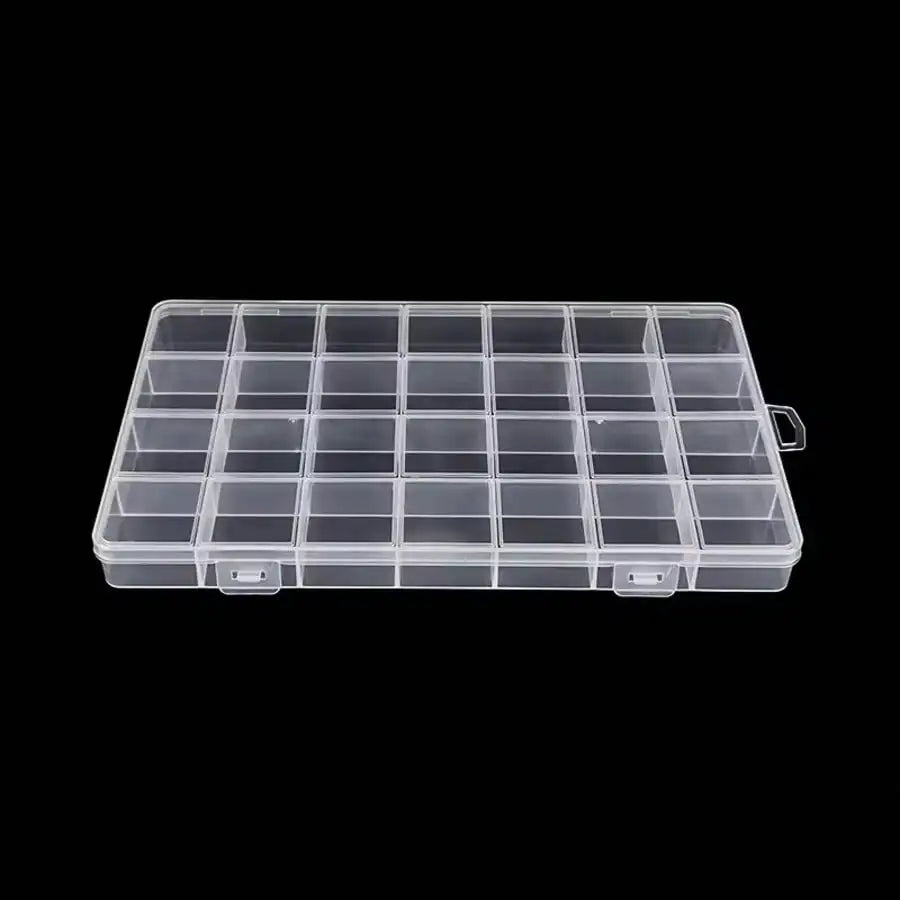 28-Grid Plastic Jewelry Storage Organizer Box with Removable Dividers