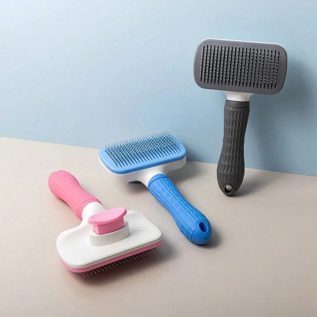 Self-Cleaning Pet Grooming Slicker Brush for Cats &amp; Dogs