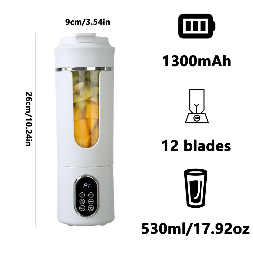Portable USB Rechargeable Juicer Blender 530ml with 12 Blades