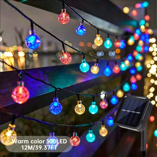 Solar Bubble Globe String Lights 100 LED 39.37FT