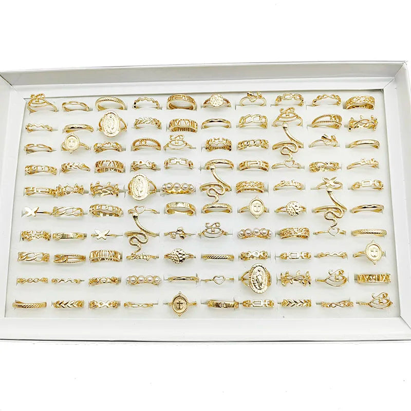 30-Piece Gold Tone Fashion Ring Set for Women
