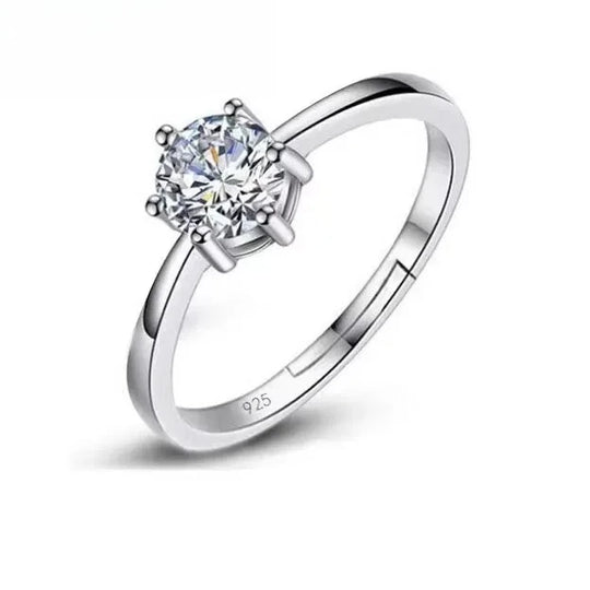 S925 Sterling Silver Color Cubic Zirconia Solitaire Ring