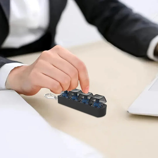 4-Key Mechanical Keyboard Fidget Keychain Stress Relief Toy