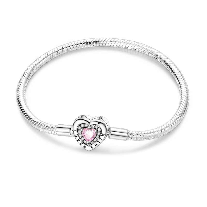 925 Sterling Silver Gold-Plated Heart Charm Bracelet