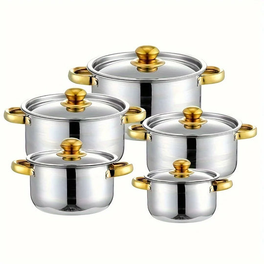5-Piece Stainless Steel Cookware Set with Glass Lids