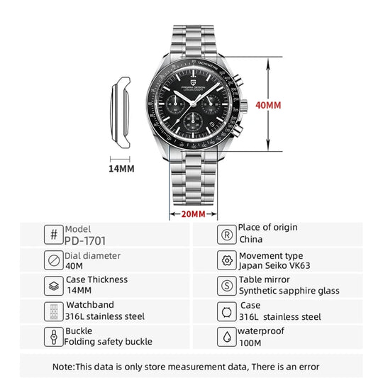 PAGANI DESIGN PD-1701 VK63 Quartz Chronograph Watch