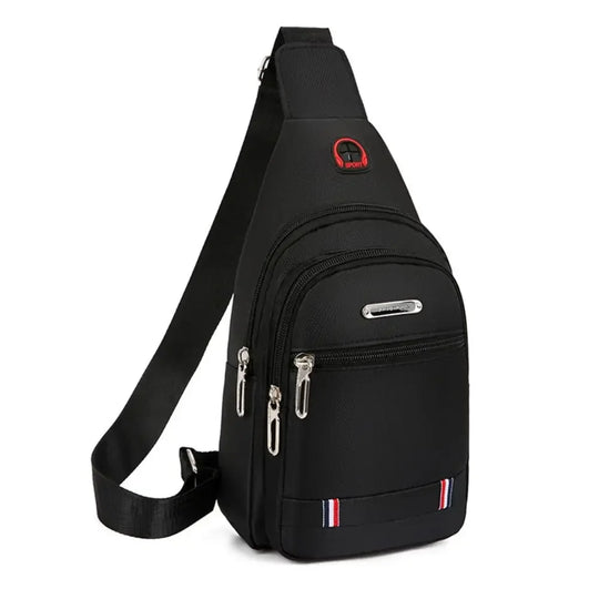 Oxford Crossbody Sling Bag with USB Port &amp; 3 Zip Pockets