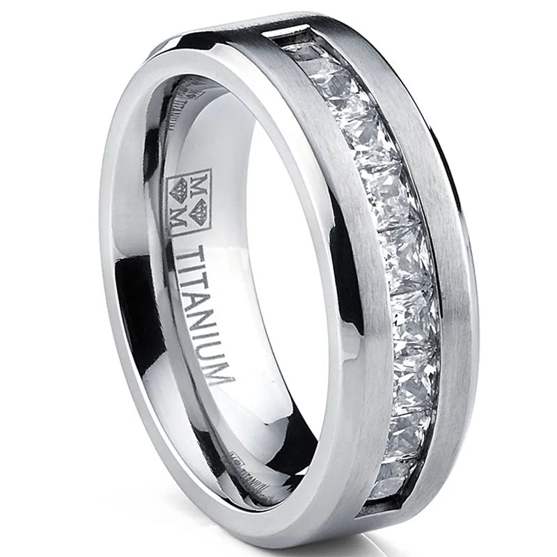Silver Plated Stainless Steel CZ Ring