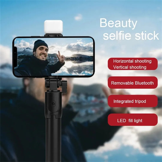 Bluetooth Selfie Stick Tripod with Fill Light &amp; Remote