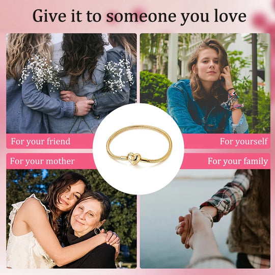 925 Sterling Silver Gold-Plated Heart Charm Bracelet