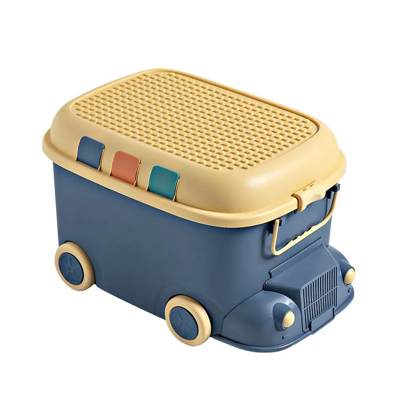 Kids Bus Storage Box with Wheels 12L Plastic Organizer
