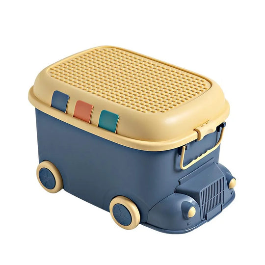 Kids Bus Storage Box with Wheels 12L Plastic Organizer