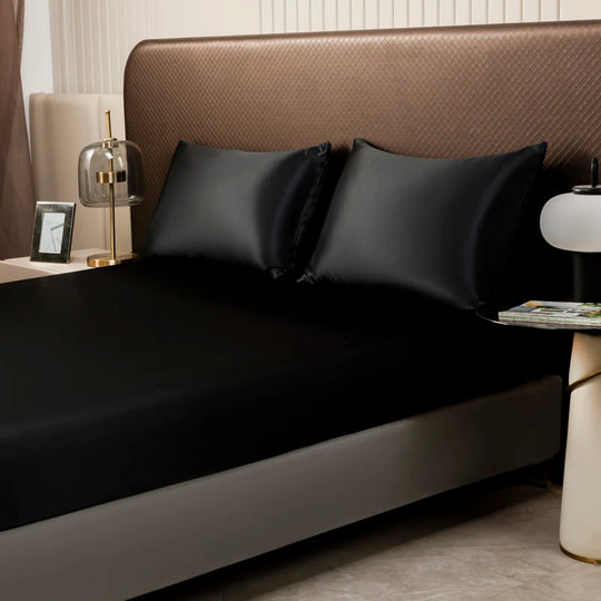 Ice Silk Satin Fitted Sheet with Elastic Band