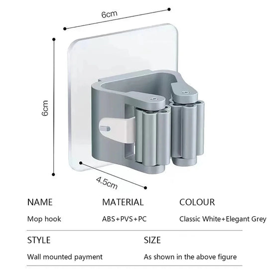 Self-Adhesive Wall-Mounted Mop &amp; Broom Holder