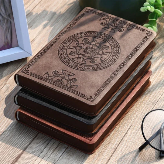 Vintage Pattern Leather Notebook – A6 Journal