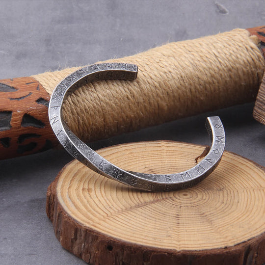 Vintage Viking Rune Stainless Steel Cuff Bracelet