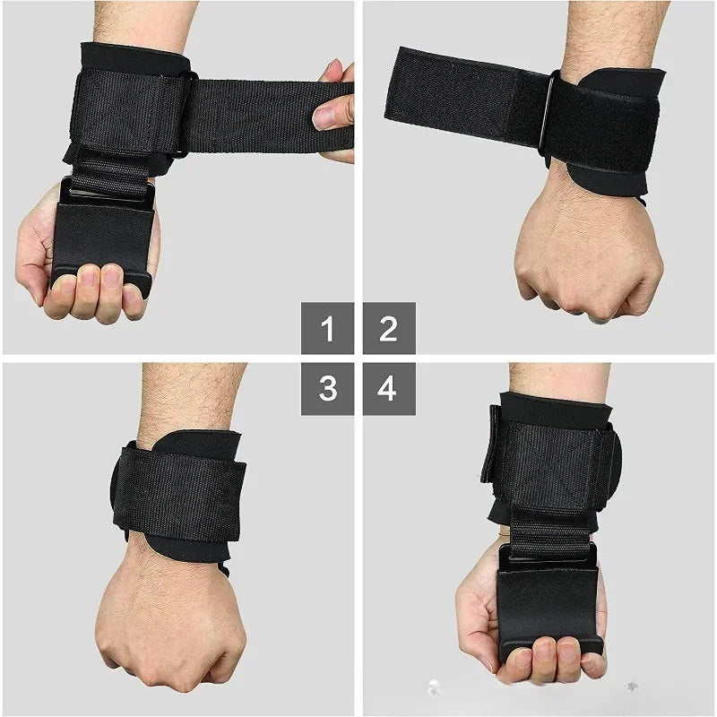 Non-Slip Weight Lifting Hooks with Wrist Straps