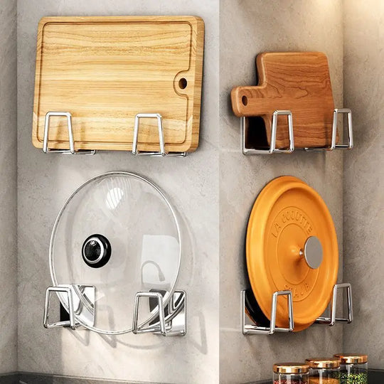 Stainless Steel Wall Mount Cutting Board &amp; Lid Holder