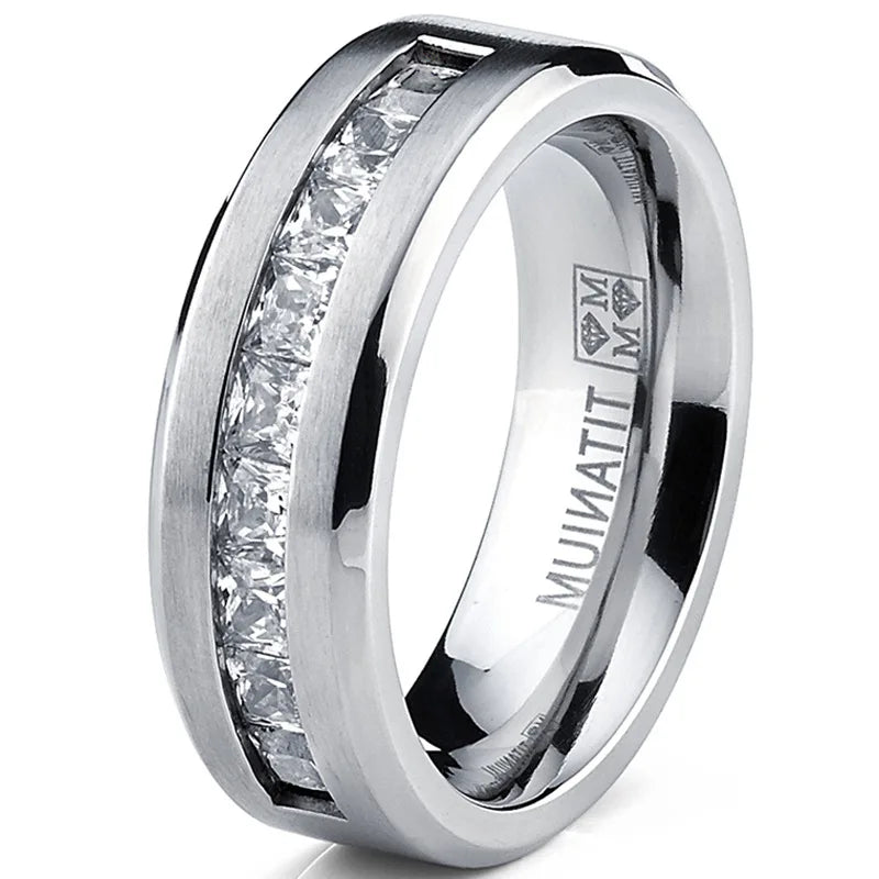 Silver Plated Stainless Steel CZ Ring
