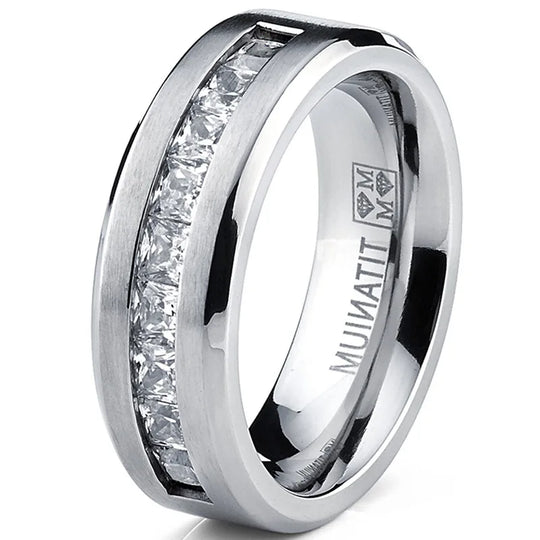 Silver Plated Stainless Steel CZ Ring