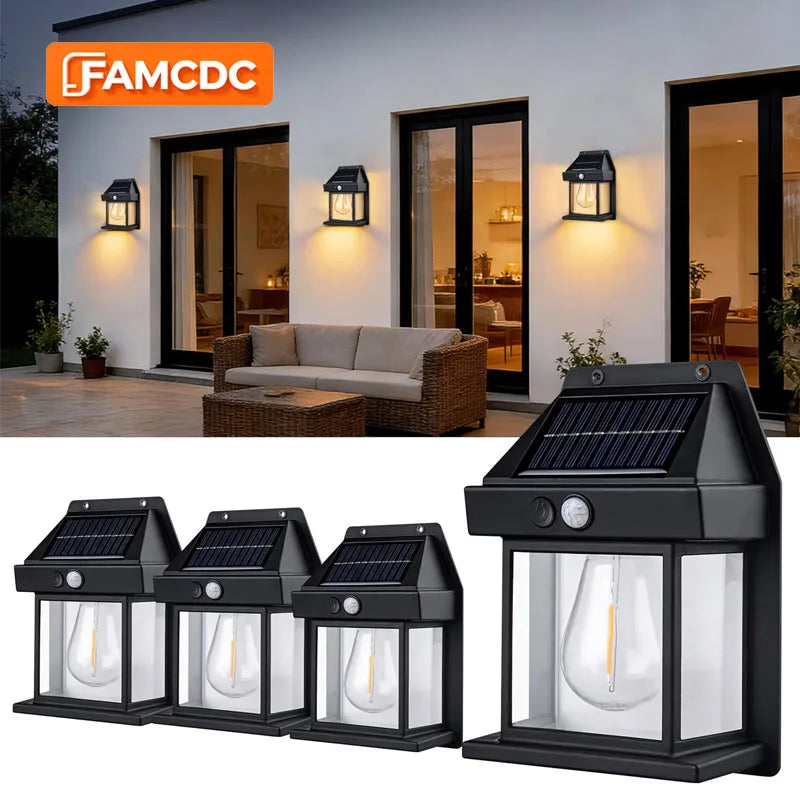 Solar Motion Sensor Wall Light with 3 Lighting Modes – 2 Pack