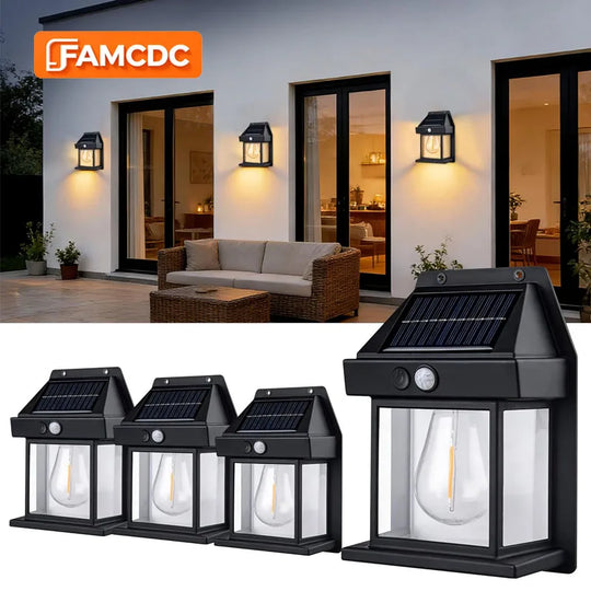 Solar Motion Sensor Wall Light with 3 Lighting Modes – 2 Pack